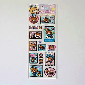 荳荳熊 燙金貼紙-郵票造型-2入