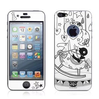 Bone / iPhone 5 企鵝小丸雙面彩繪立體PU保護貼-奇幻木馬(白)奇幻木馬(白)