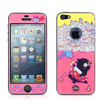 Bone / iPhone 5 企鵝小丸雙面彩繪立體PU保護貼-巴塞隆納巴塞隆納