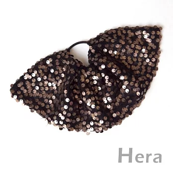 【Hera】華麗美人 扇形蕾絲亮片造型髮束/髮圈(三色－黑底金亮片)
