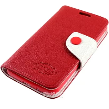KooPin Samsung Galaxy S2 (i9100) 雙料縫線 側掀(立架式)皮套豔情紅