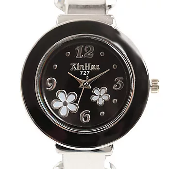 Watch-123你是我的花朵 花漾造型手環腕錶-黑