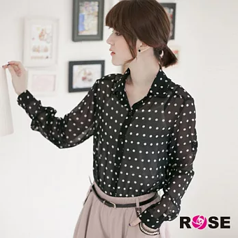 ROSE。香草女孩雪紡點點襯衫粉系