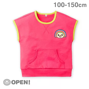 [OPEN小將童裝]OPEN小將歡樂時光細絨短袖運動上衣-100梅紅