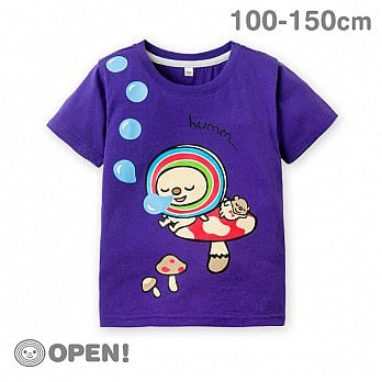 [OPEN小將童裝]OPEN小將魔法菇菇純棉短袖T恤-100夢幻紫