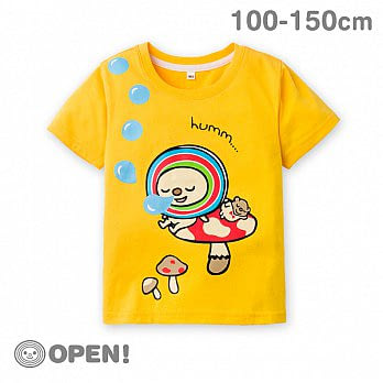 [OPEN小將童裝]OPEN小將魔法菇菇純棉短袖T恤-100銘黃