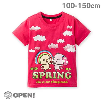 [OPEN小將童裝]OPEN小將春之頌純棉短袖T恤-110玫瑰紅