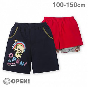 [OPEN小將童裝]OPEN小將魔法師細絨五分褲+拼接短褲兩件組-120丈青+活力紅