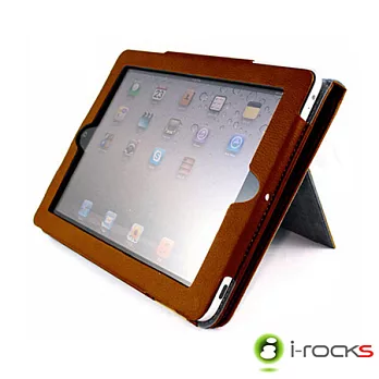 i-rocks iPad 2/ New iPad 專用皮革保護皮套-永恆經典(咖)