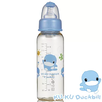 【KU.KU酷咕鴨】新防脹氣PES標準奶瓶240ML藍色乙支