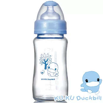 【KU.KU酷咕鴨】寬口玻璃奶瓶240ml　