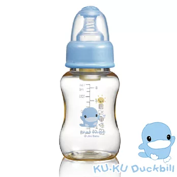 【KU.KU酷咕鴨】新防脹氣PES葫蘆奶瓶150ml粉藍乙支　