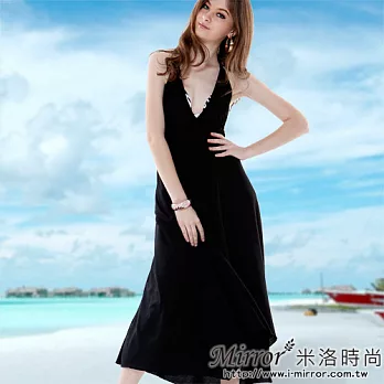 【Mirror米洛時尚】維多利亞式性感罩衫洋裝MIT台灣製造FREE黑色
