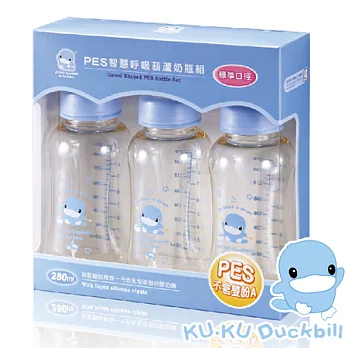 【KU.KU酷咕鴨】PES智慧呼吸葫蘆奶瓶組3入-標準口徑