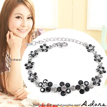 【A.dore】花季限定˙連串鑽飾手鍊(銀白K˙雅致黑)