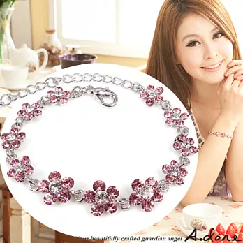 【A.dore】花季限定˙連串鑽飾手鍊(銀白K˙粉紅鑽)