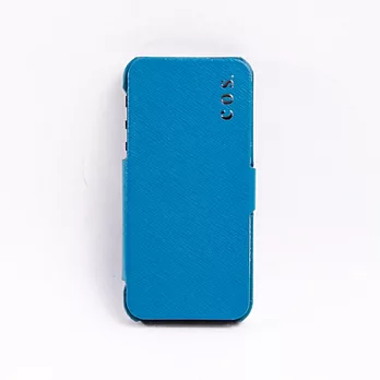 COS 酷森 APPLE iPhone 5 專用 真皮側翻皮套-雅閣系列藍色