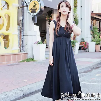 【Mirror米洛時尚】U領俏麗裸背長洋裝 MIT台灣製造FREE黑色