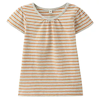 [MUJI 無印良品]女幼基本法式袖衫橘色90