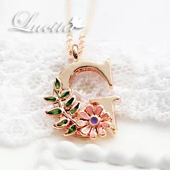 Lucita 超迷人 細緻可愛字母項鍊 太陽花 藤蔓 字母 G