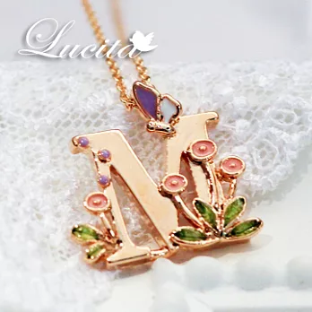 Lucita 超迷人 細緻可愛字母項鍊 蝴蝶 小花 字母 M