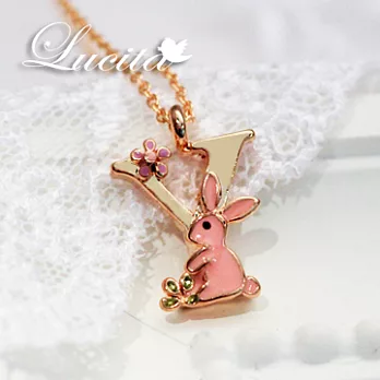 Lucita 超迷人 細緻可愛字母項鍊 小兔 小花 字母 Y