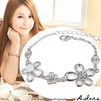 【A.dore】赫蓮娜花燦˙鑽飾手鍊(銀白K˙晶白鑽)