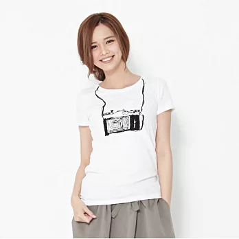 ＊so that’s me ＊復古相機 短袖 蜜桃棉 女TL白