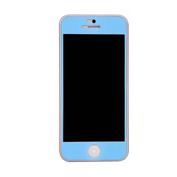 Phoneadd iPhone 5 全螢幕 粉彩造型亮面抗指紋 保護貼粉藍