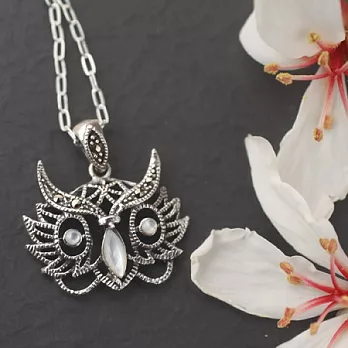 勇者貓頭鷹深夜版純銀墜子‧附蠟皮繩