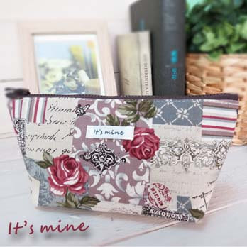 It’s mine 寬底筆袋包系列-凡爾賽玫瑰-米