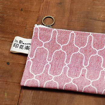 拉鍊扁袋/小/紗紅+白