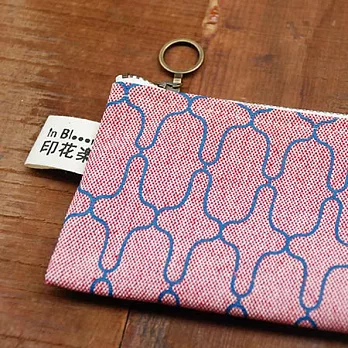 拉鍊扁袋/小/紗紅+藍