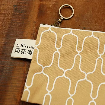 拉鍊扁袋/小/藤黃+白