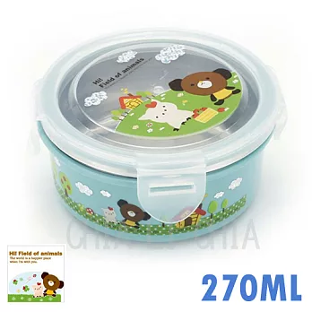 韓製【MOCA＆ROSE】不鏽鋼隔熱圓形保鮮便當盒-270ml