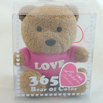 LOVE繽紛熊(永恆的愛系列)-幸運桃紅色-桃紅色衣服-白色LOVE字