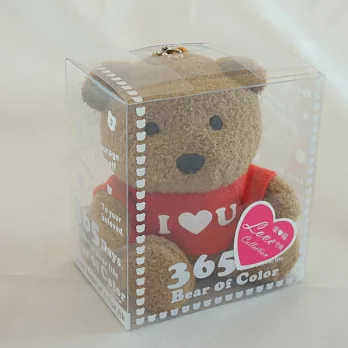 LOVE繽紛熊(永恆的愛系列)-玫瑰紅-I Love U 白色字樣(LOVE為愛心圖樣)