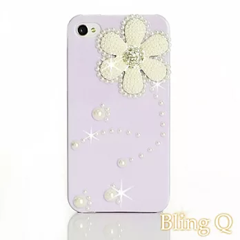 [Bling Q] iPhone 4/4S可愛春花潤白珍珠保護殼(紫)