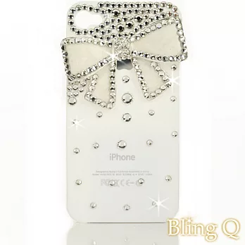 [Bling Q] iPhone 4/4S玉石蝴蝶純淨水鑽保護殼(白)