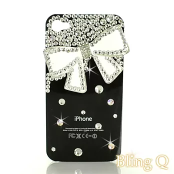 [Bling Q] iPhone 4/4S玉石蝴蝶純淨水鑽保護殼(黑)