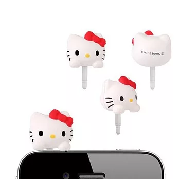 SANRIO HELLO KITTY立體軟軟耳機孔塞(白)