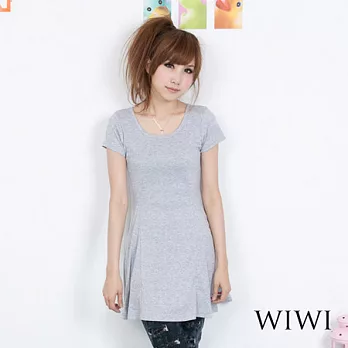 【WIWI】純色輕盈波浪裙襬長版圓領上衣(共三色)FREE城市灰
