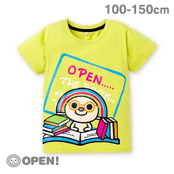 [OPEN小將童裝]OPEN小將氣質書卷風純棉T恤-120芥末綠