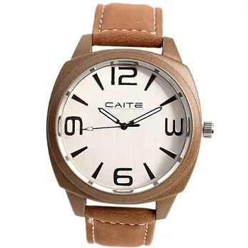 Watch-123 懷舊綻放-韓式裝扮麂皮腕錶x褐色帶-白