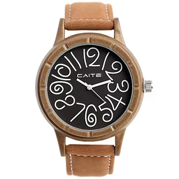 Watch-123 花邊公主-首爾潮流麂皮腕錶x褐色帶-黑