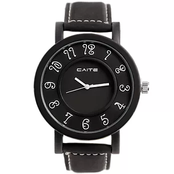 Watch-123 快樂遊戲-馬德里印象麂皮腕錶x黑色帶-黑