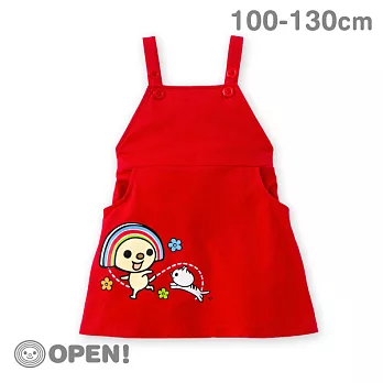 [OPEN小將童裝]OPEN小將追逐玩耍樂細絨連身吊帶裙-110活力紅