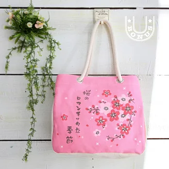 優伯納斯設計 幸福櫻花棉布提袋、購物袋、肩背袋櫻花粉