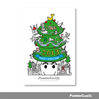 「MonkeyCookie」彩卡明信片- 聖誕快樂
