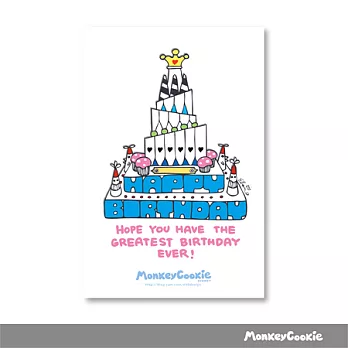 「MonkeyCookie」彩卡明信片- Happy Birthday